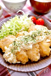 とり天の献立 副菜：根菜サラダ、汁物：キャベツとアスパラのみそ汁 献立・メニュー 味の素パーク たべる楽しさを、もっと