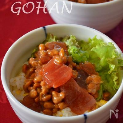 納豆のクリームチーズときゅうりのあえ物