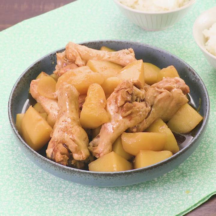 炊飯器で手羽元とじゃがいも煮