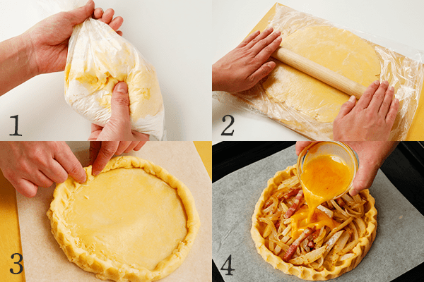 Zwiebelkuhen ツヴィーベルクーヘン レシピ : 山と野と