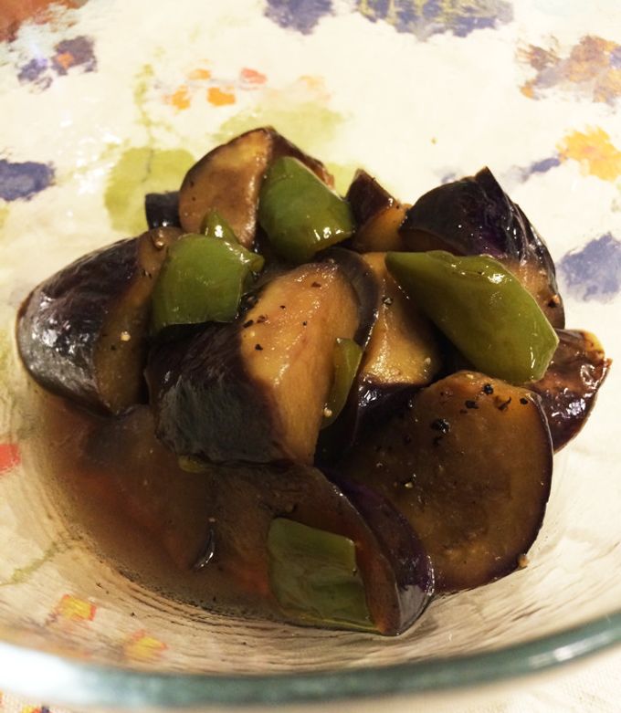 なすとトマトとオクラの和風マリネ