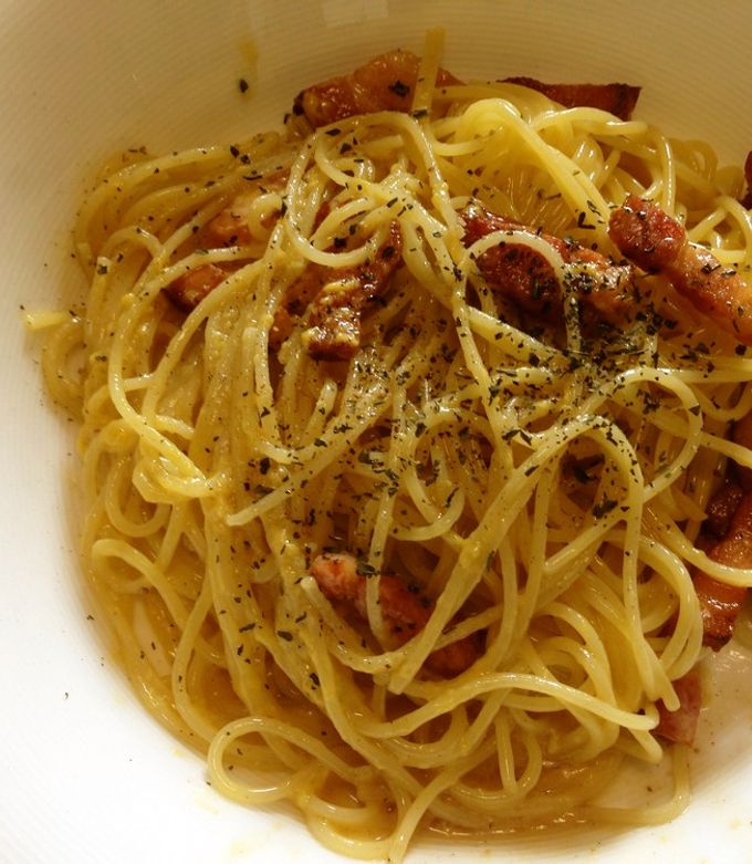 ワンパン！生クリームなし！カルボナーラ♡