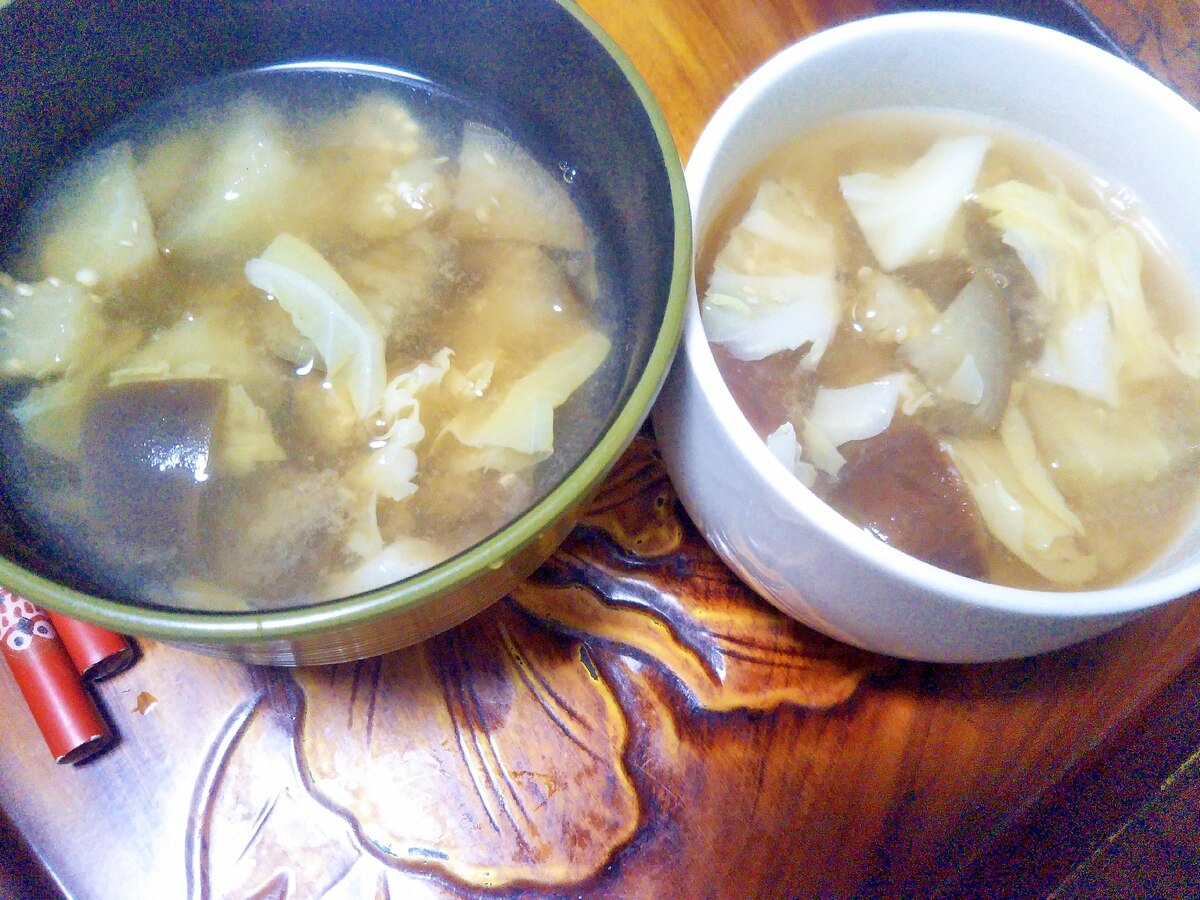 茄子とキャベツ玉ねぎの味噌汁 レシピ・作り方 by mint✩ 返レポお休み中- 楽天レシピ