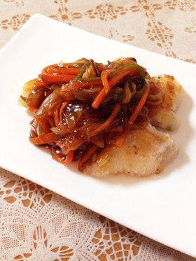 白身魚の甘酢あんかけ