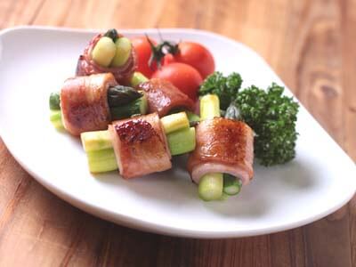 豆苗のベーコン巻き