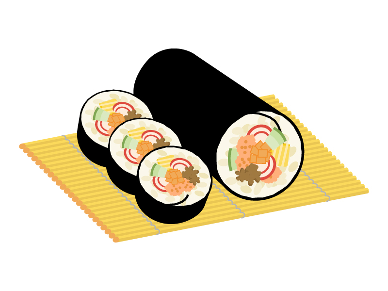 食べ物07_08 恵方巻・太巻き ：イラスト無料