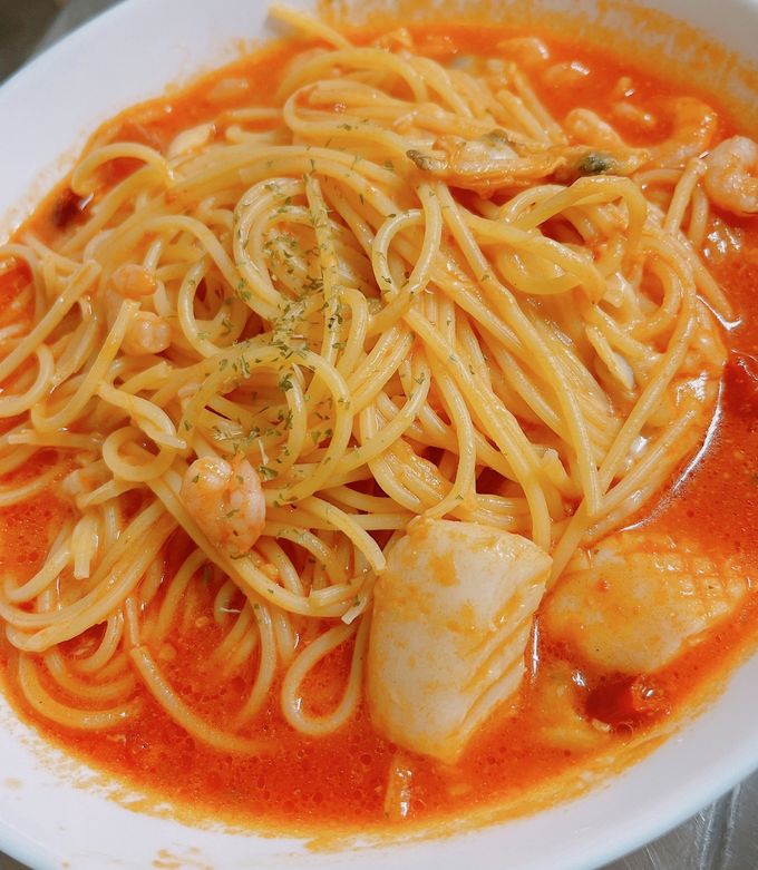 絶品！レンチンで簡単！シーフードスープパスタ！ 簡単レシピ味覇TikTok