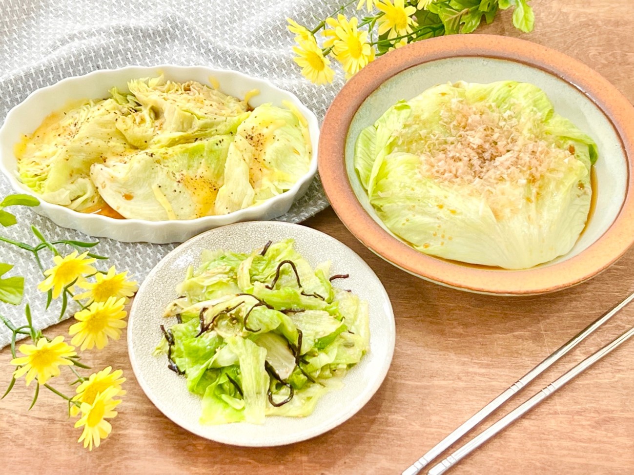 レンジでレタスのめんつゆおひたし