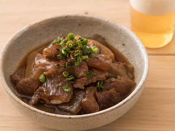 圧力鍋で簡単！柔らか牛スジ煮込み♪醤油味