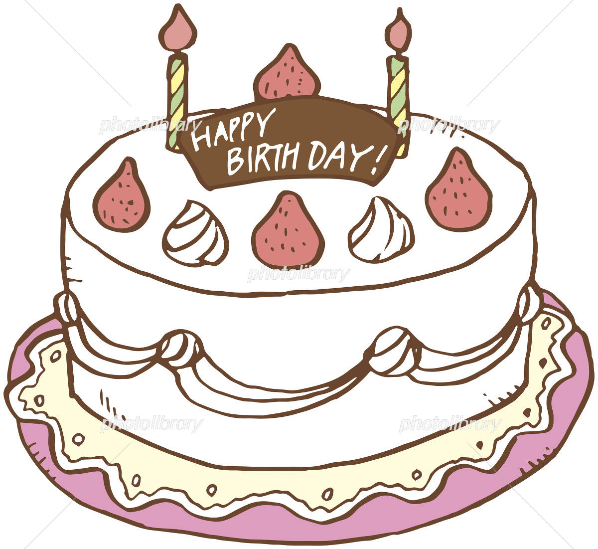 バースデーケーキのイラスト チョコレート 手書き文字215225183 毎月1点無料 フリー のストックフォト イメージマート