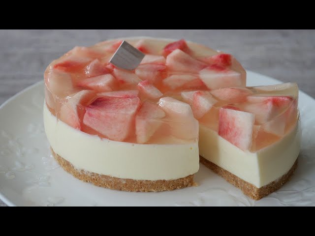 キラキラ✩.*˚トゥルン♪ゴロッと桃のレアチーズケーキ 動画あり
