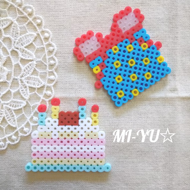 アイロンビーズ ケーキバイキング❀ガーランド - MI-YU☆のアイロンビーズアトリエ～perlerbeads design～