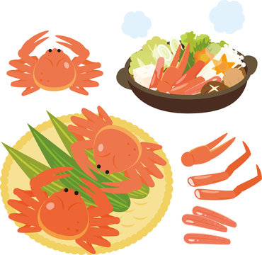 カニ鍋 鍋物 鍋 鍋料理 冬：イラスト無料