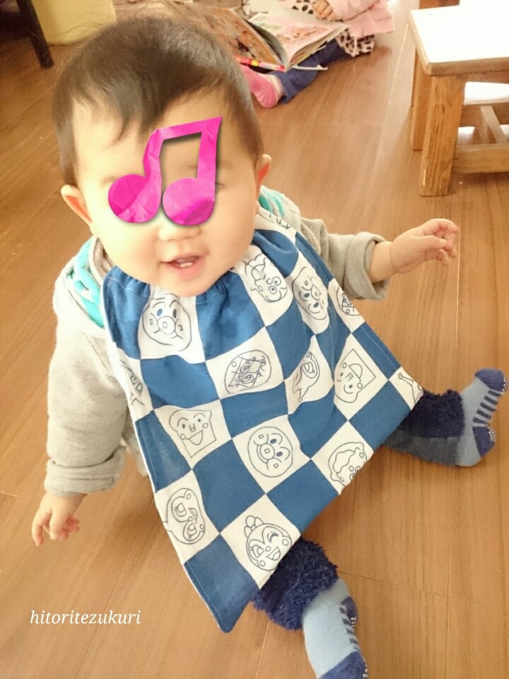 フェイスタオルで手作り食事エプロン＼ポケット付き