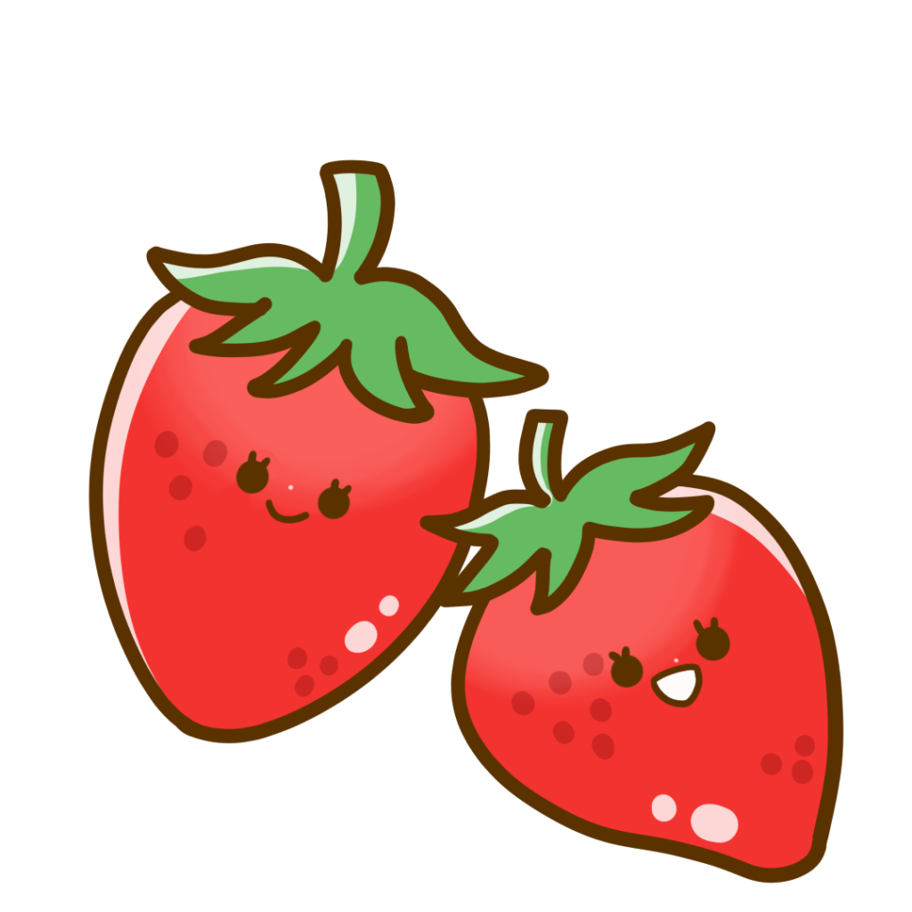 大きな苺とかわいうさぎさんのイラスト無料のフリー素材 イラストエイト