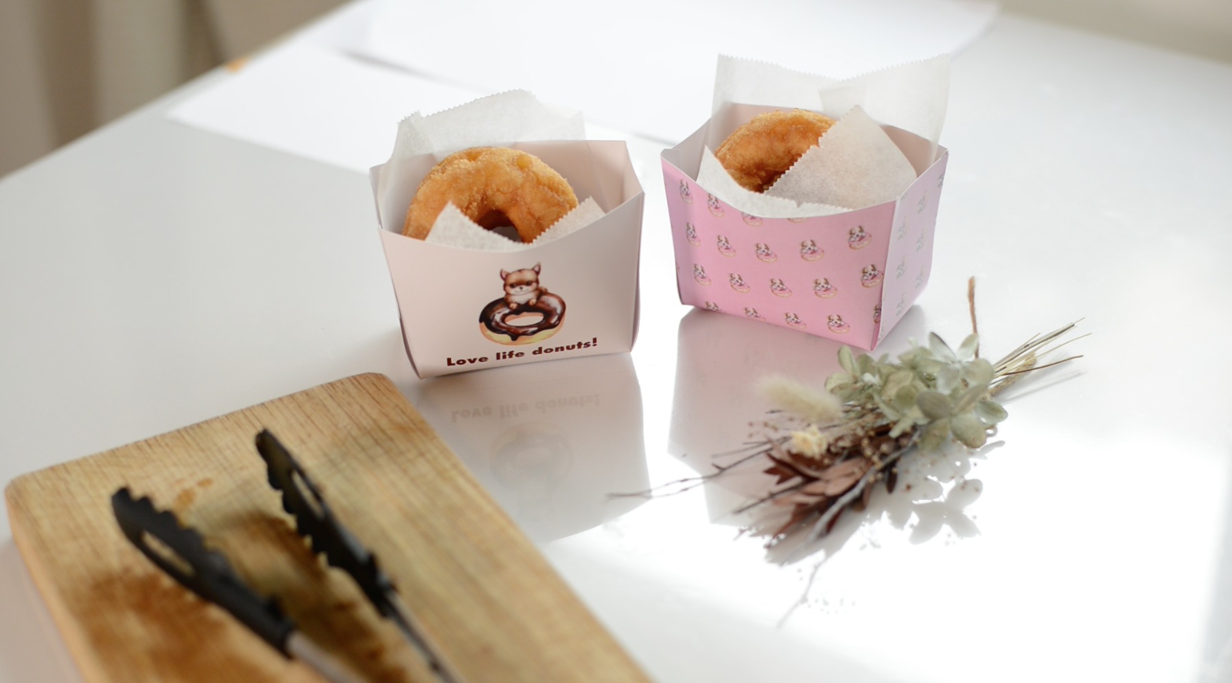 パッケージ通販ドーナツ ギフトボックス 簡単自作パッケージのパッケージデザインnet