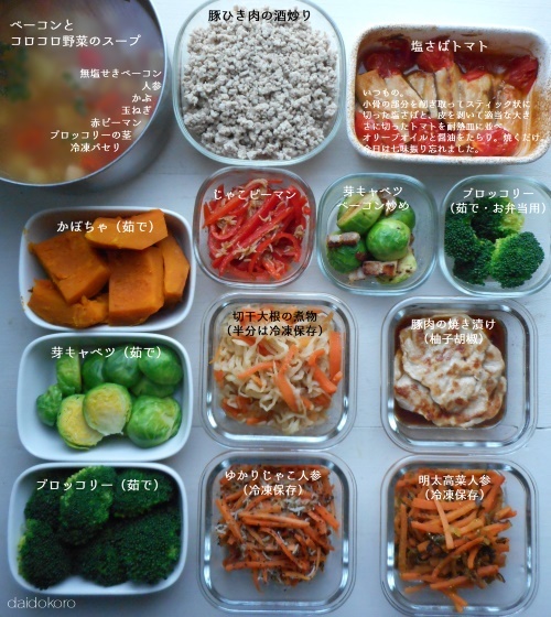 6日分の野菜炒め弁当作り置きの方法