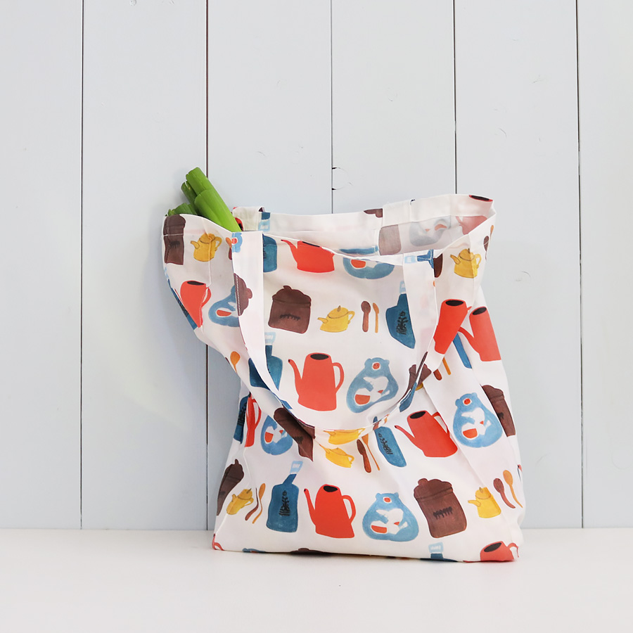 収納ポケット付きエコバッグの作り方 小さくたためる 簡単シンプルなトートバッグ型の買い物バッグDIYSunMoon