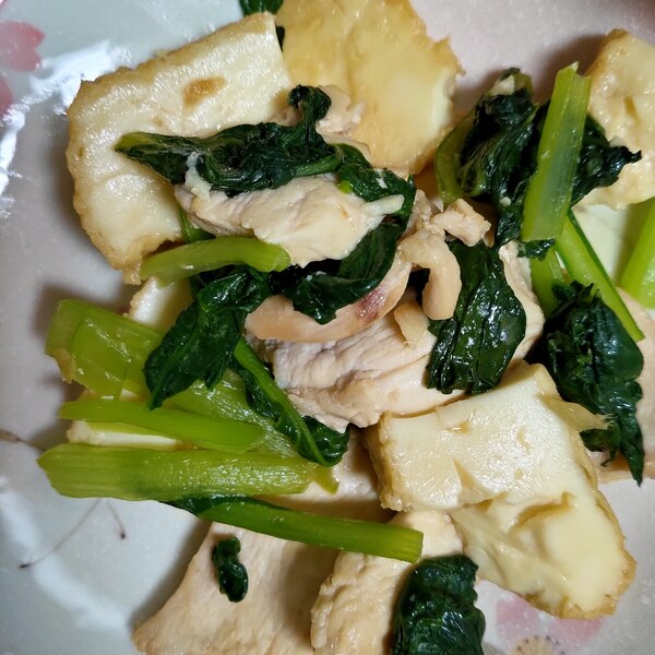 鶏胸肉、小松菜、木くらげのとろみ煮
