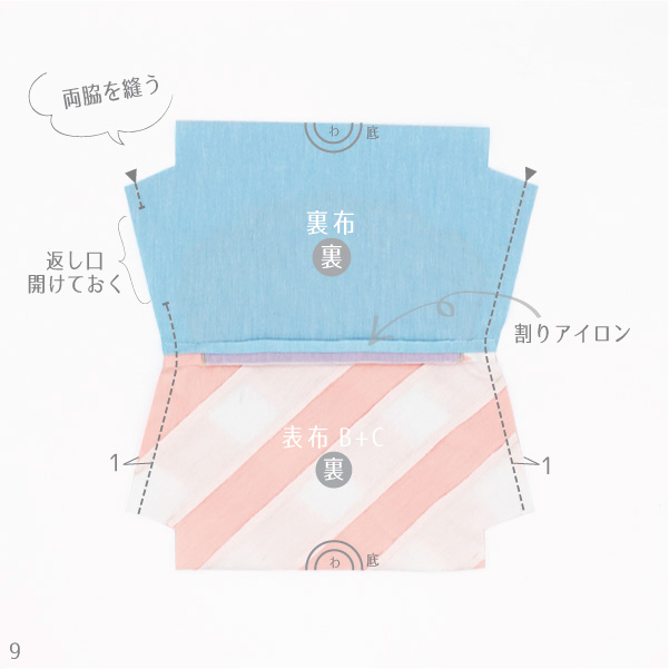 お弁当袋レース・刺繍マジックテープ 横入れ 封筒型 入園入学グッズ 幼稚園 保育園 手作り