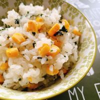 recipeあり↓↓↓ポン酢ご飯米 3合 水 3カップ 600ccアムウェイポン酢 万能1 ちりめん 1袋①米を洗い大ソースパン入れて水に浸しておく ②①にポン酢、ちりめんを入れて中火IR8でカタカタいったら→弱火IR2で12〜13分。めちゃくちゃ旨い❤️❤️ この無添加の