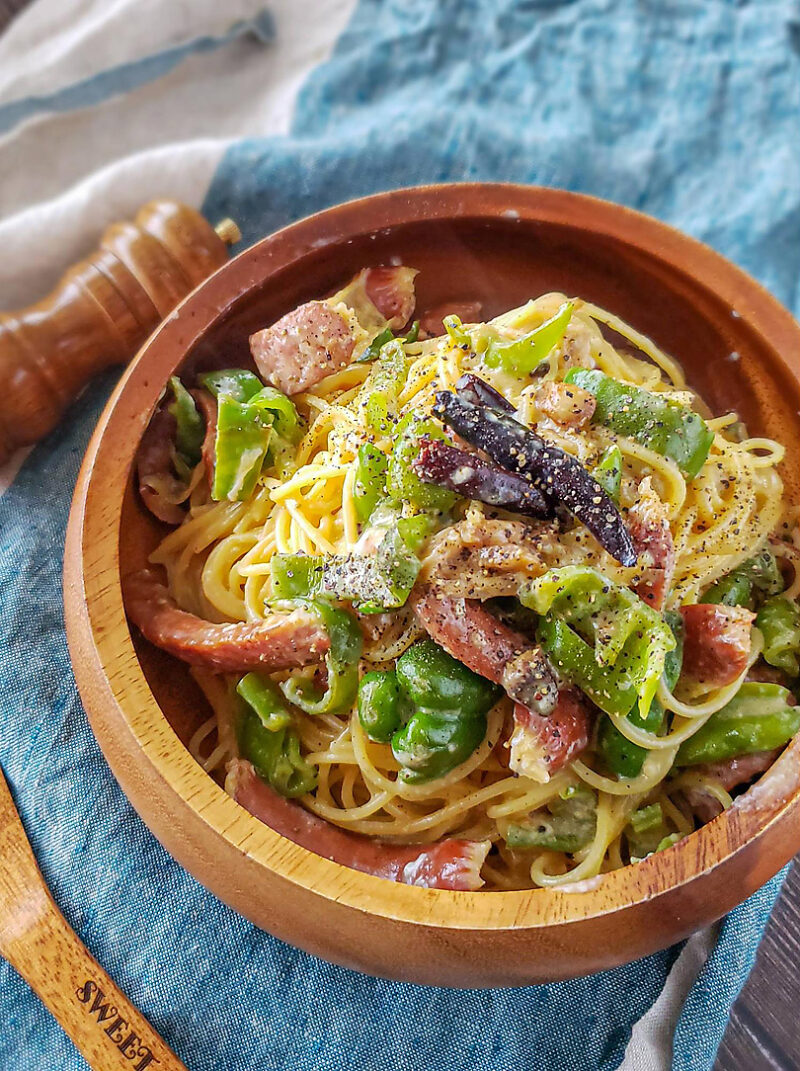 麺つゆで！シャウときのこのパパッとパスタ