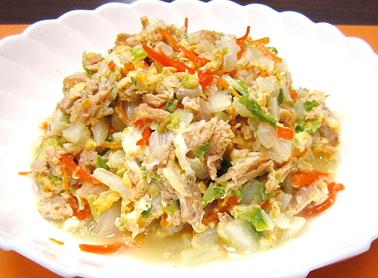 ツナと白菜のピリ辛ラー油