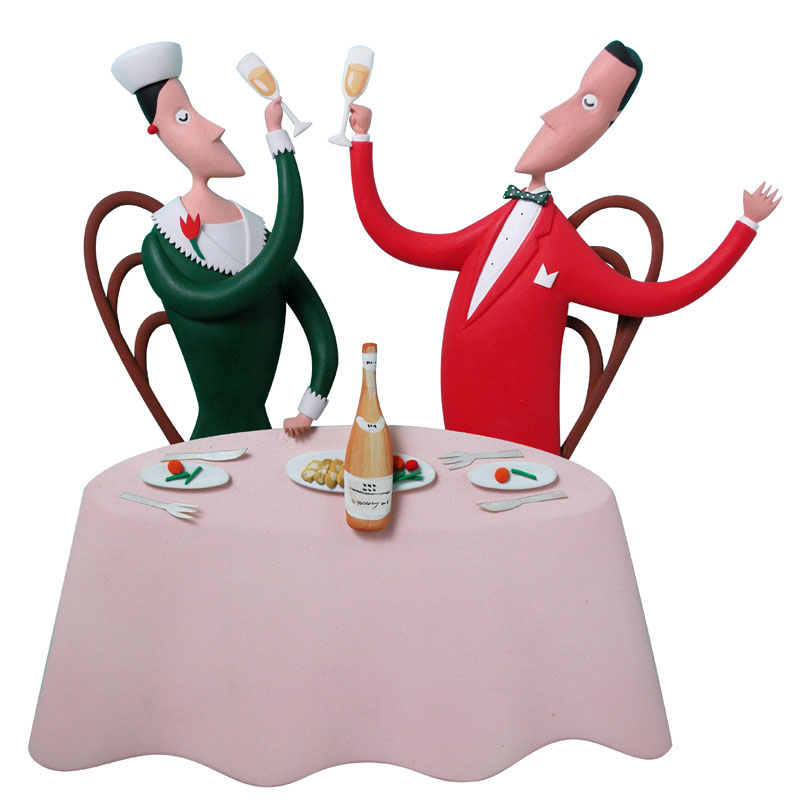 乾杯するワイングラスのシンプルなイラスト：イラスト無料