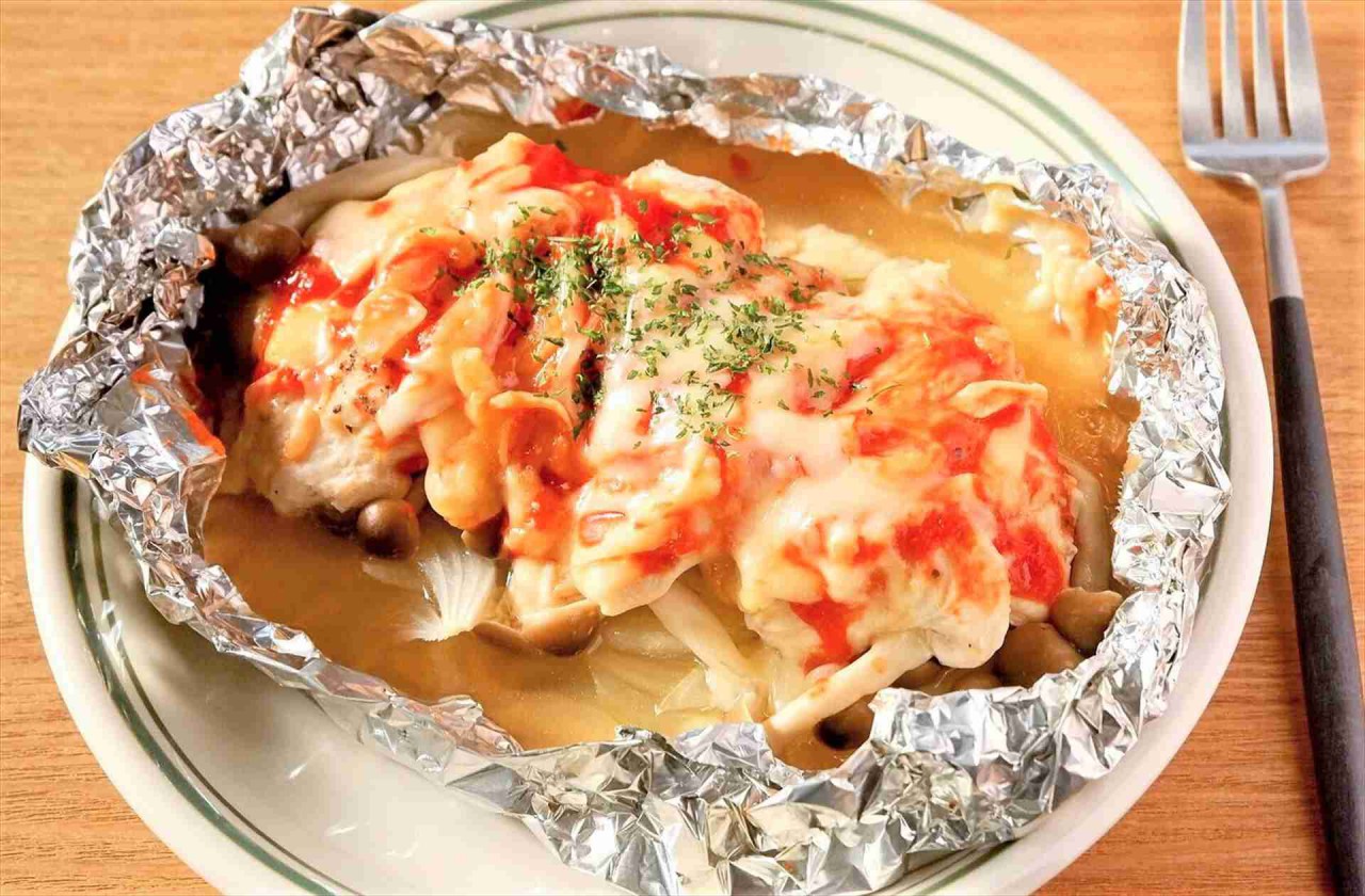 鶏肉ときのこのさっぱりホイル焼き