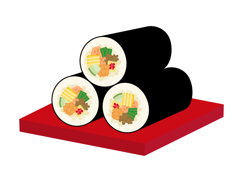 恵方巻を食べる赤鬼の無料 フリー イラストかわいい手描きの無料素材「てがきっず」保育園・小学校・介護施設にぴったりのフリー素材イラスト