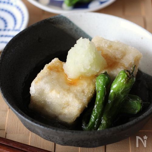 さんまときのこのフライパン塩焼き、「揚げだし豆腐」、はんぺんと枝豆のすまし汁 3人分