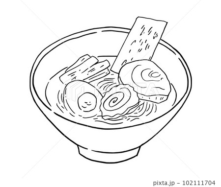 シンプルなラーメン 墨絵、線画 イラスト - No: 1965465無料イラスト・フリー素材なら「イラストAC」