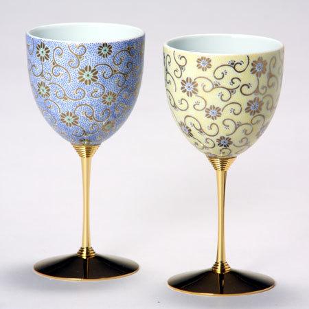 フランス 植物ガーランドが可愛いクリスタルワイングラスペア 管理番号D82712 - slowtime ブロカント＆アンティークショップ