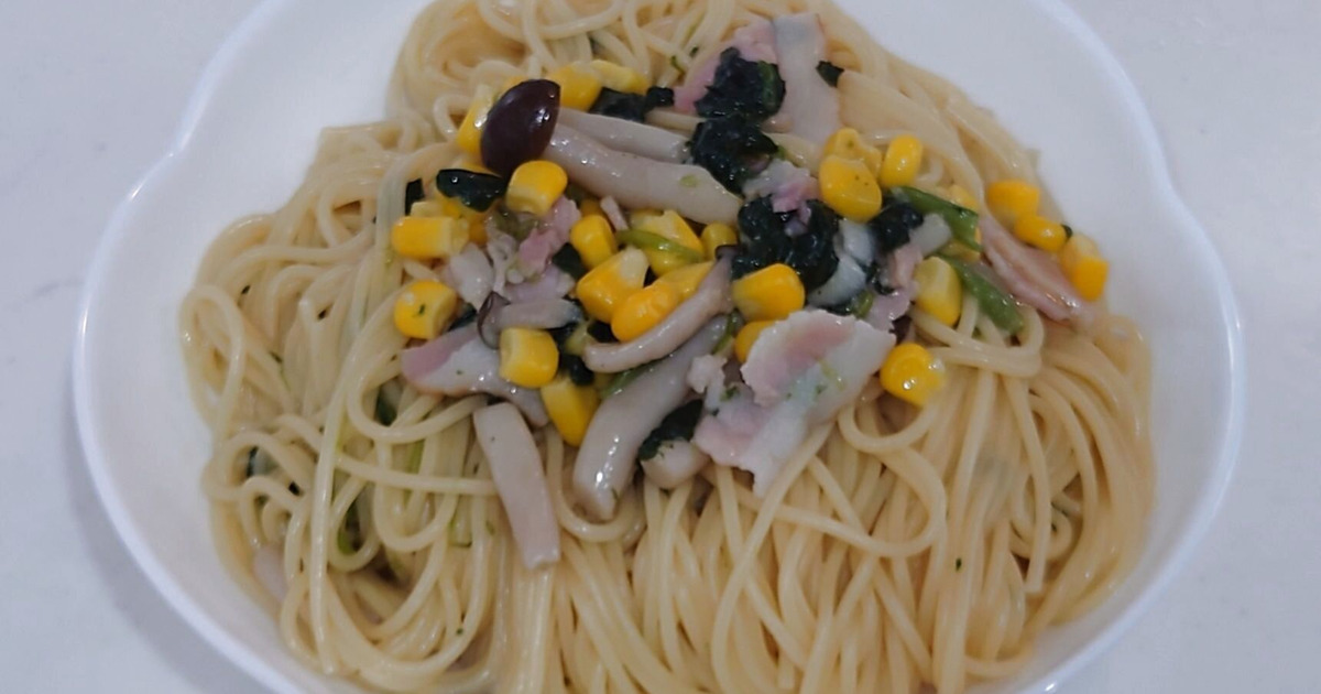 簡単包丁いらず具なし和風パスタ