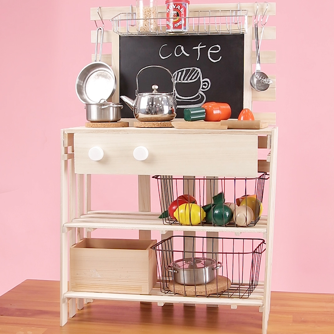 おままごと 木製キッチン 手作り DIY キッズスペース ままごとキッチンDIYのインテリア・手作りの実例