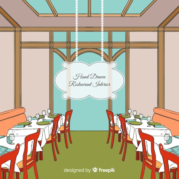 無料イラストレストランでデートする男女パブリックドメインQ：著作権フリー画像素材集