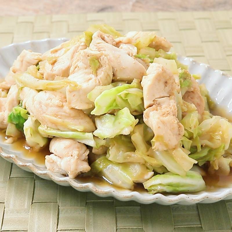 鶏ささみと白菜のフライパン蒸し