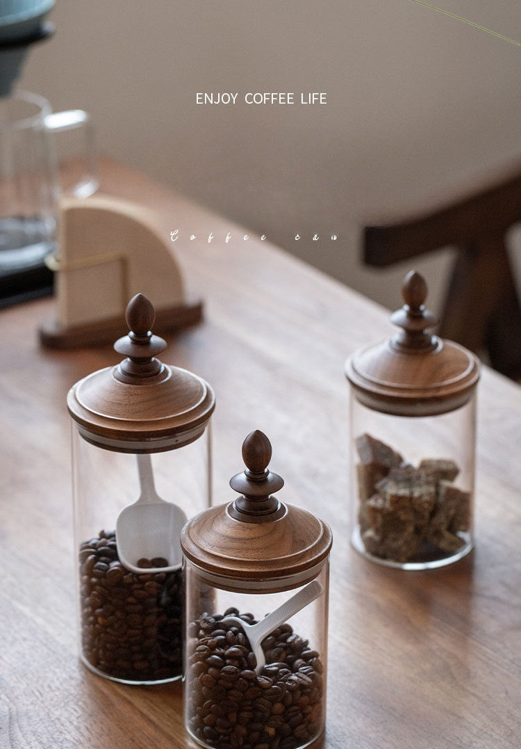 キャニスター ガラス 密封ビン 密閉 300ml Sサイズ ガラスキャニスター 保存容器 コーヒー コーヒー豆 珈琲 紅茶 砂糖 塩 調味料入れ耐熱ガラス 密封 木蓋 ティー ストッカー 保管 食品保存 ウナチュラル おしゃれ 可愛い 北欧 保存容器