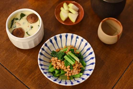 鮭の梅南蛮漬け。と 親子茶碗蒸しの献立。と繋がるレシピ。よめ膳＠YOMEカフェ