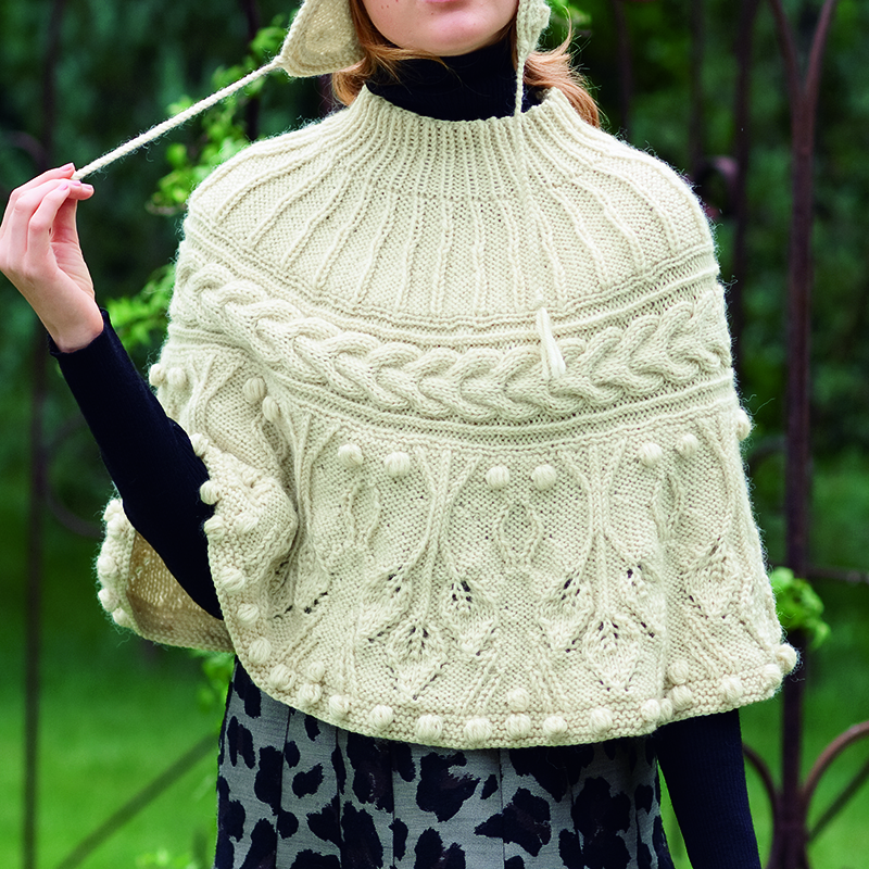 簡単！ 棒針編み スモッキング編みのポンチョ☆easy knitting pattern