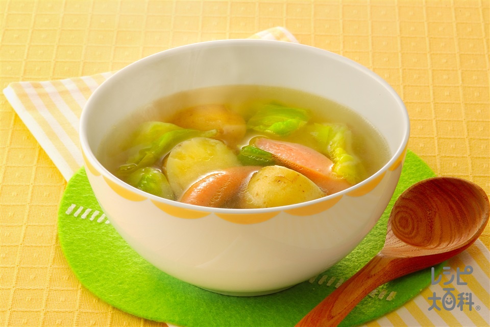 手軽に美味しい♪じゃがいもとウィンナーのコンソメ炒め調理時間10分時短簡単節約おかずレシピ真由美さんの1週間2500円節約レシピ