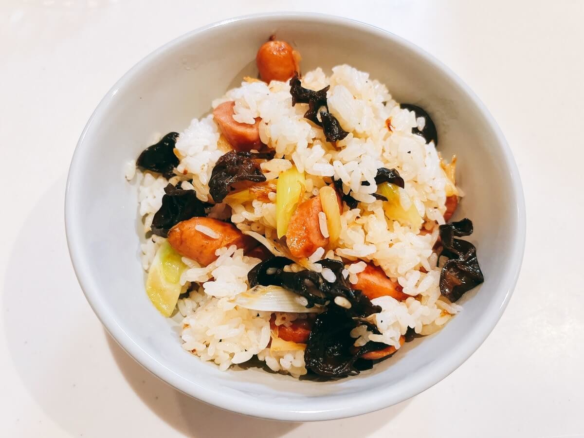 ひき肉とチンゲンサイのチャーハン