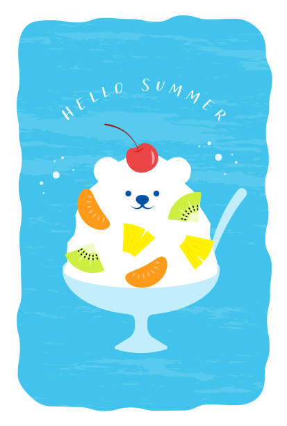 かき氷イラスト：おしゃれ手書き：カップタイプ無料イラスト素材 ボンボンイラスト