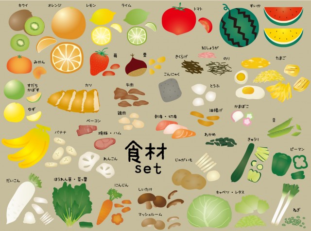 まとめ 食べ物のフリーイラスト素材イラストイメージ