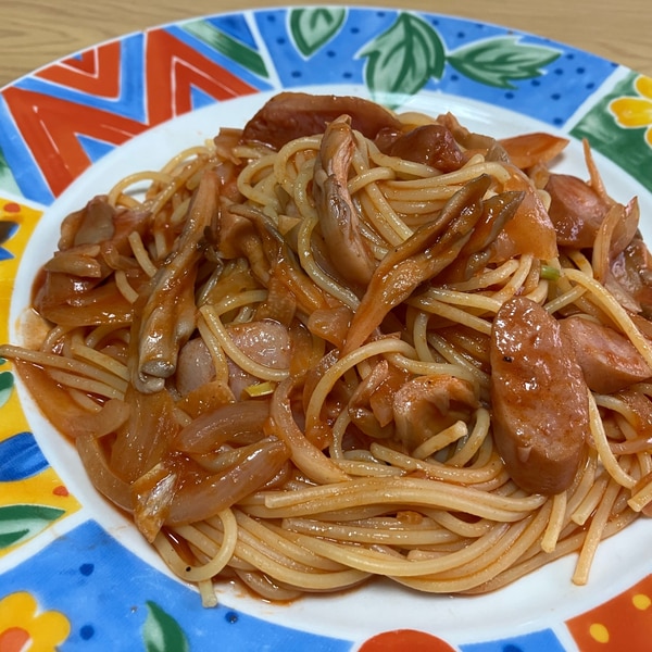 ウインナーと舞茸の和風醤油パスタ☆ランチ