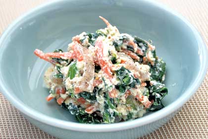 レンジで簡単！ ほうれん草の白和え♡