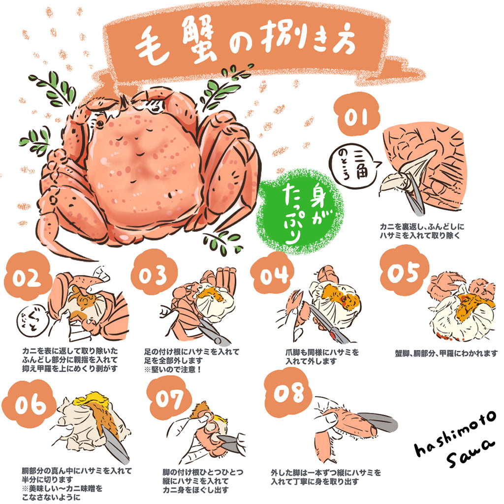 毛ガニ甲羅盛のお召し上がり方