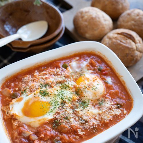 野菜たっぷり！あったかヘルシー♪レンジでつくるシャクシュカ