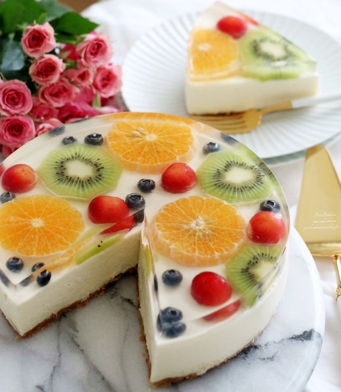 桃のレアチーズケーキ - レシピナビ