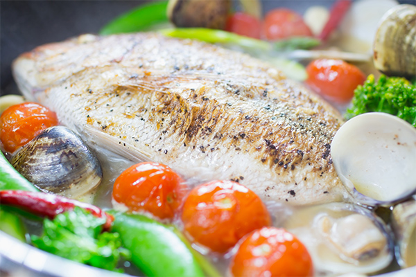 あさりなしで！☀️かさごのアクアパッツァ